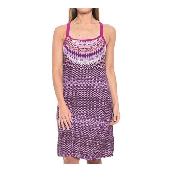 Prana Sol Cora Dress Size S Violet Chevron Print Yoga‎ Athleisure Comfort Beach - Picture 1 of 13